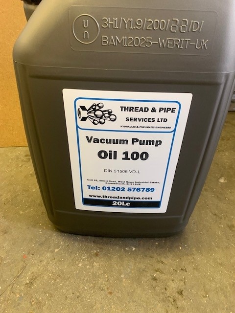 VACUUM PUMP OIL 100 - 20LTR | Thread and Pipe Services Bournemouth, Dorset